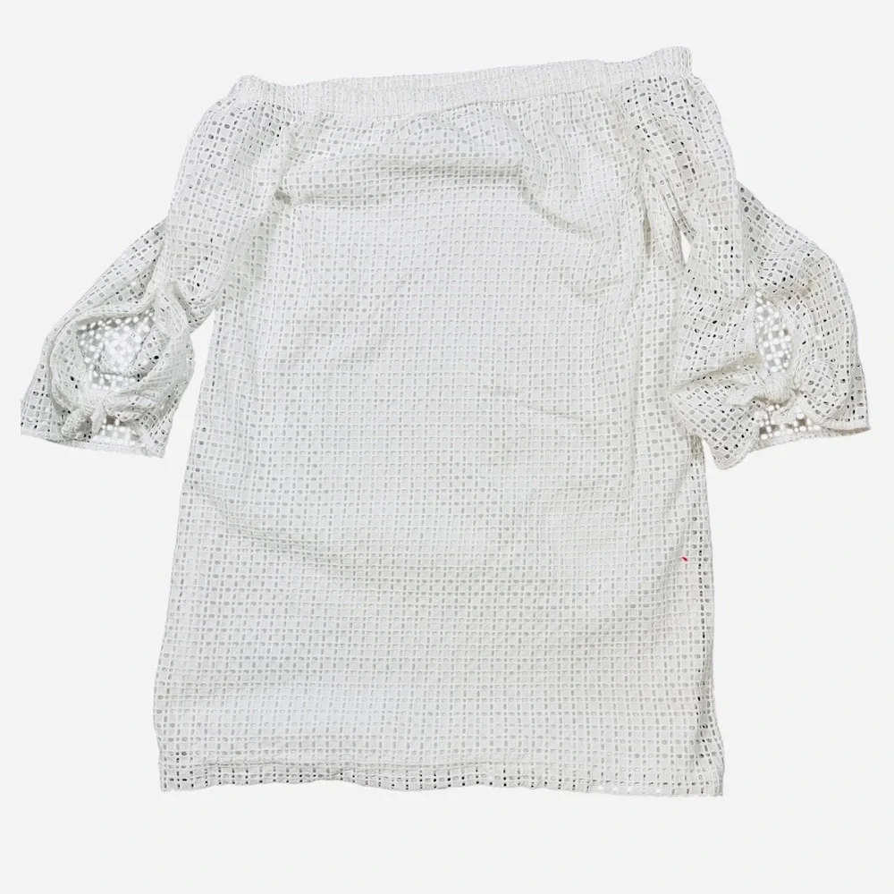 1.STATE Eyelet Cotton Off Shoulder Dress Womens‎ Medium White Shift Mini